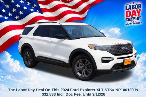 Star White Metallic Tri-Coat 2024 Ford Explorer XLT