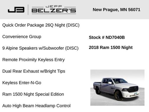 2018 RAM 1500 Night Crew Cab 4x4 5'7' Box