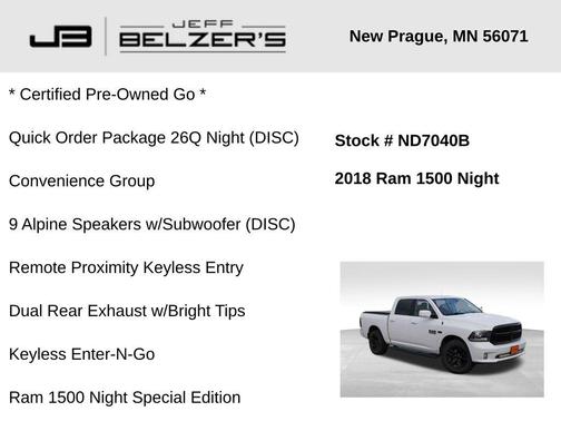 2018 RAM 1500 Night Crew Cab 4x4 5'7' Box