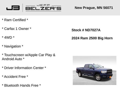 2024 RAM 2500 Big Horn Crew Cab 4x4 6'4' Box