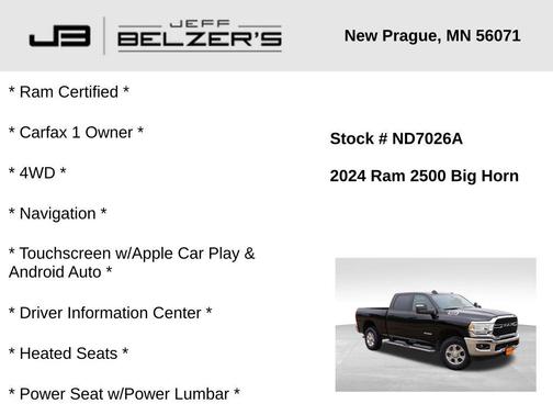 2024 RAM 2500 Big Horn Crew Cab 4x4 6'4' Box