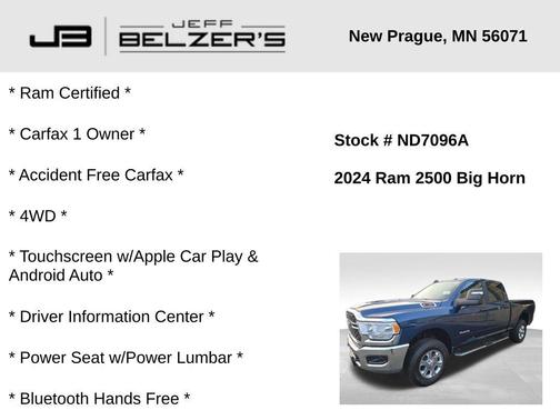 2024 RAM 2500 Big Horn Crew Cab 4x4 6'4' Box