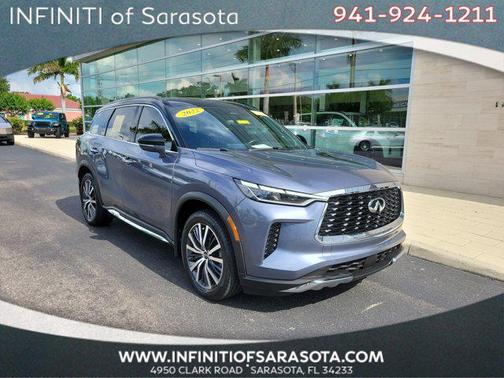 Moonbow Blue/Black Obsidian 2022 INFINITI QX60 AUTOGRAPH