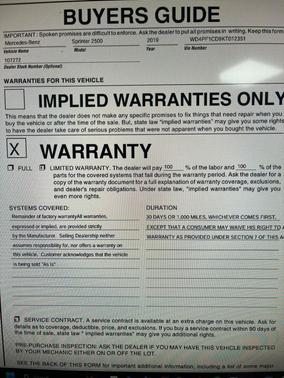 2019 Mercedes-Benz Sprinter 2500 HIGH DIESEL EXT