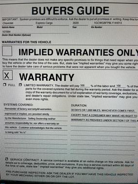 2020 Chevrolet Express 2500 Work Van