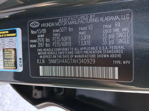 2010 Hyundai SANTA FE SE