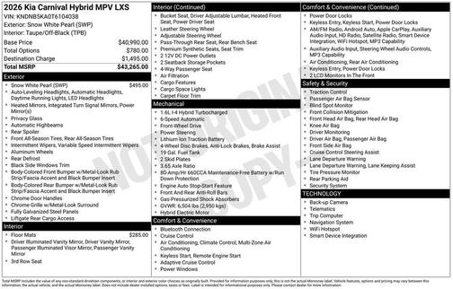 2026 Kia Carnival Hybrid LXS