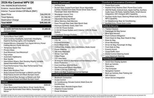 2026 Kia Carnival SX