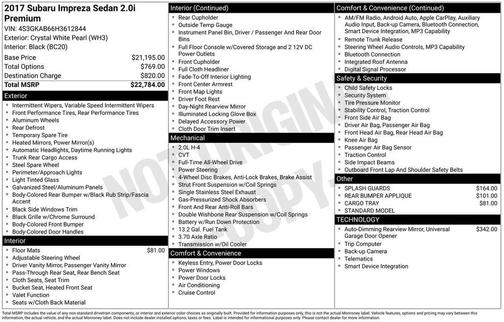 2017 Subaru Impreza 2.0i Premium