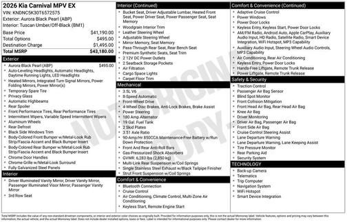 2026 Kia Carnival EX
