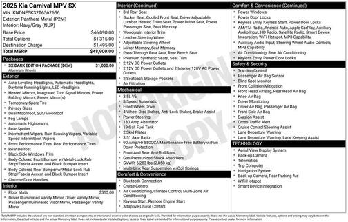 2026 Kia Carnival SX