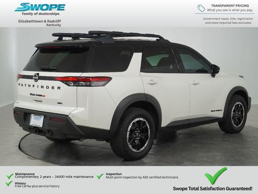 Pearl White Tricoat/Super Black 2023 Nissan Pathfinder Rock Creek