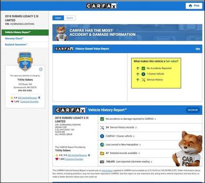 2018 Subaru Legacy 2.5i Limited