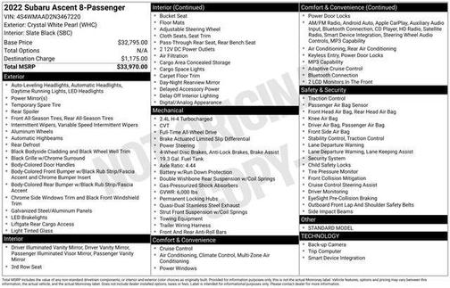 2022 Subaru Ascent Base 8-Passenger