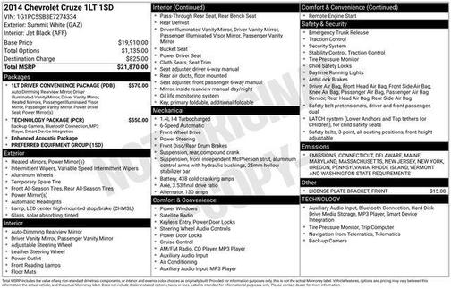 2014 Chevrolet Cruze 1LT