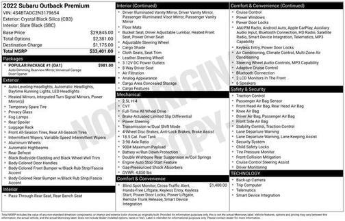 2022 Subaru Outback Premium