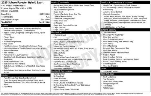 Crystal Black Silica 2025 Subaru Forester Hybrid Sport