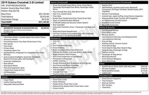 2019 Subaru Crosstrek 2.0i Limited