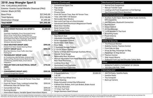 2018 Jeep Wrangler Sport
