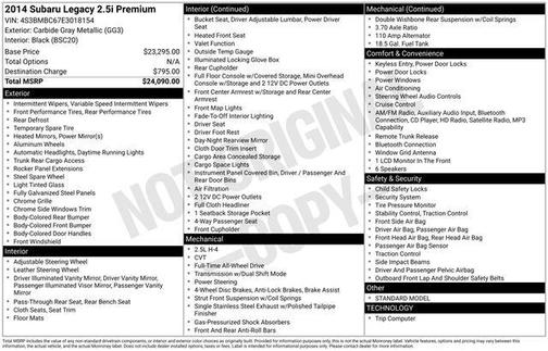 2014 Subaru Legacy 2.5i Premium