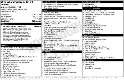 2018 Subaru Impreza 2.0i Limited