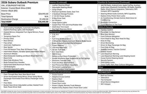 Crystal Black Silica 2026 Subaru Outback Premium