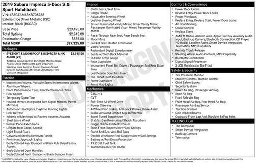 2019 Subaru Impreza 2.0i Sport