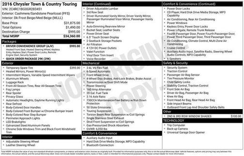 2016 Chrysler Town & Country Touring