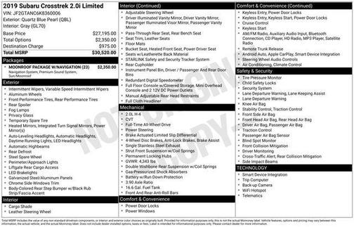 2019 Subaru Crosstrek 2.0i Limited