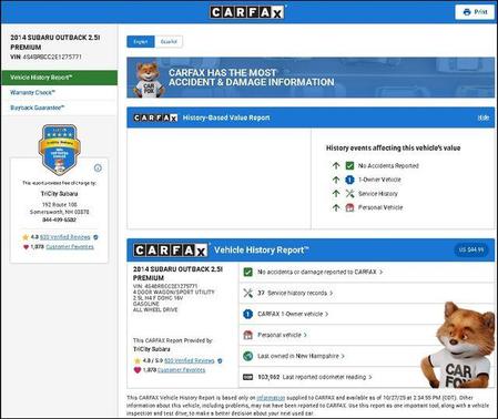 2014 Subaru Outback 2.5i Premium