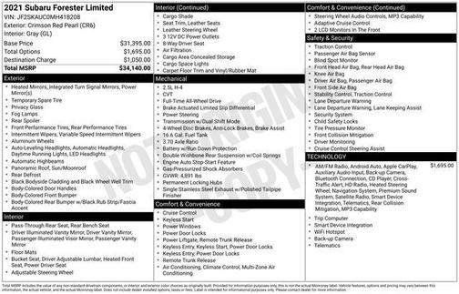 2021 Subaru Forester Limited