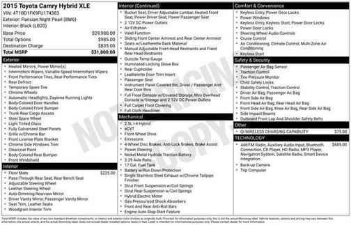 2015 Toyota Camry Hybrid XLE