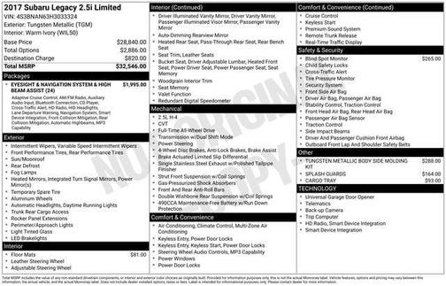 2017 Subaru Legacy 2.5i Limited