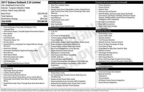 2017 Subaru Outback 2.5i Limited