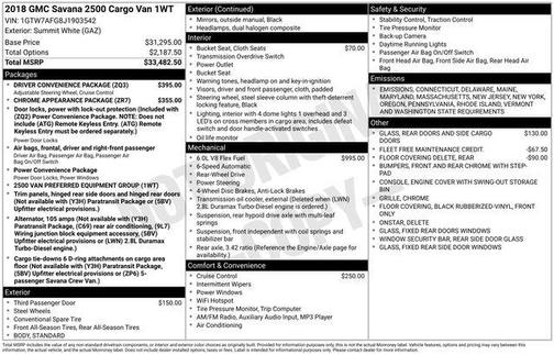 2018 GMC Savana 2500 Work Van