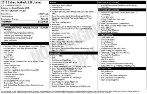 2015 Subaru Outback 2.5i Limited