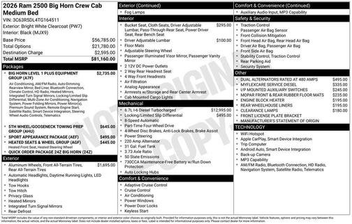 2026 RAM 2500 Big Horn Crew Cab 4x4 6'4' Box