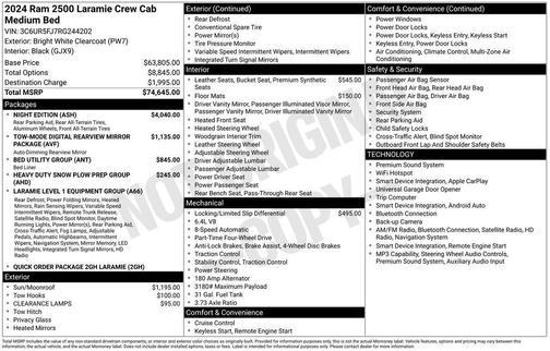 Bright White Clearcoat 2024 RAM 2500 Laramie Crew Cab 4x4 6'4' Box