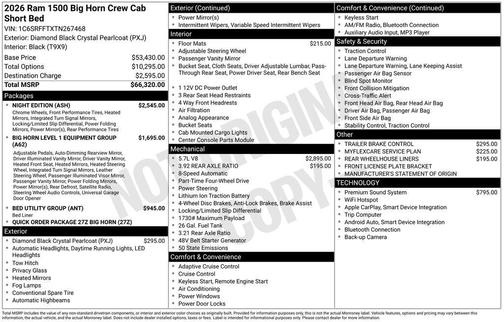 2026 RAM 1500 Big Horn/Lone Star