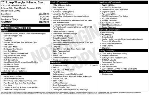 2017 Jeep Wrangler Unlimited Sport