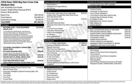 2026 RAM 2500 Big Horn Crew Cab 4x4 6'4' Box