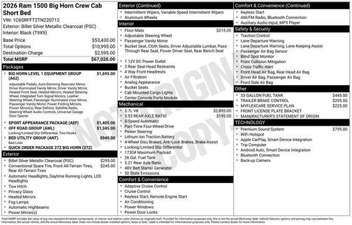 2026 RAM 1500 Big Horn/Lone Star