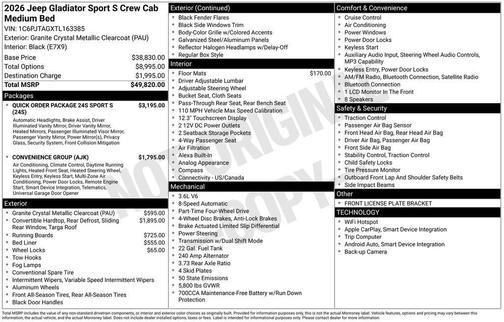 2026 Jeep Gladiator Sport S