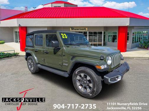 Sarge Green Clearcoat 2023 Jeep Wrangler 4-Door Sahara 4x4