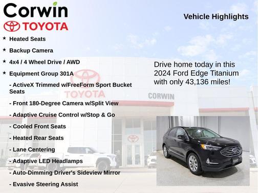 Agate Black Metallic 2024 Ford Edge Titanium