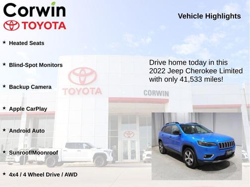 Hydro Blue Pearlcoat 2022 Jeep Cherokee Limited