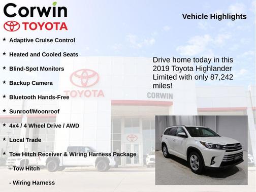 Blizzard Pearl 2019 Toyota Highlander Limited