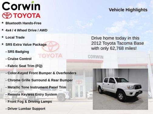Super White 2012 Toyota Tacoma Base