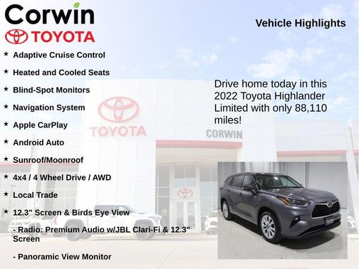 Magnetic Gray Metallic 2022 Toyota Highlander Limited