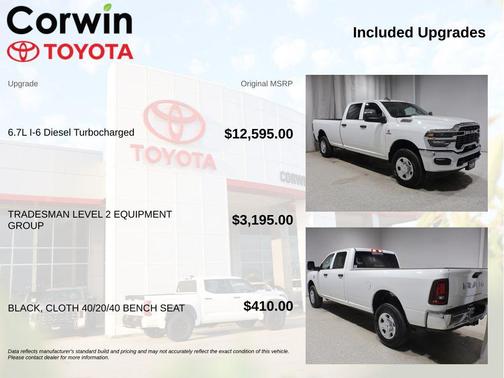 Bright White Clearcoat 2025 RAM 3500 Tradesman Crew Cab 4x4 8' Box